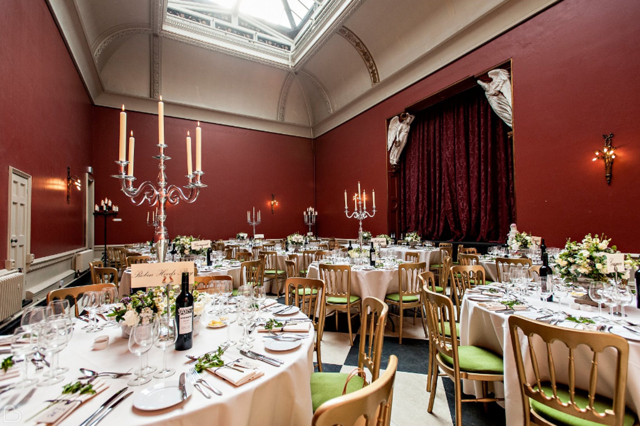hampton court house with dining tables ready for a wedding reception