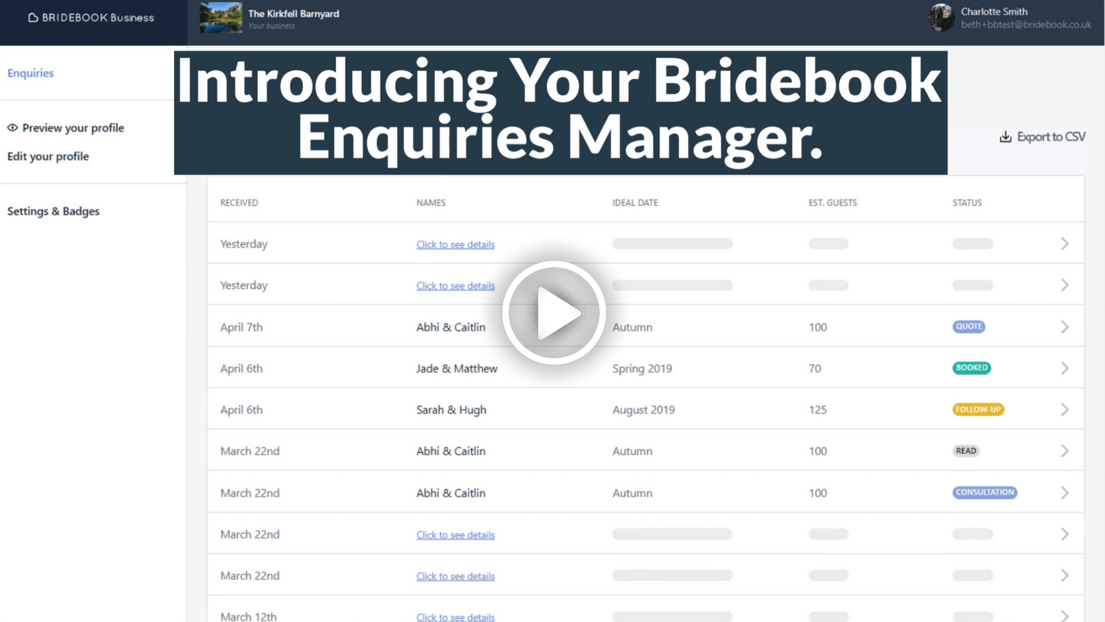 Bridebook.co.uk gives wedding industry professionals the tools they need to market and grow their wedding businesses