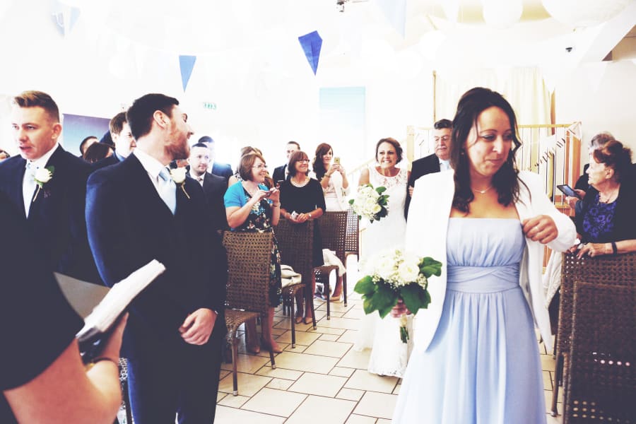South West | Cornwall | Porthtowan | Autumn | Coastal | DIY | Blue | White | Bar | Real Wedding | Helen Court Photography #Bridebook #RealWedding #WeddingIdeas Bridebook.co.uk 