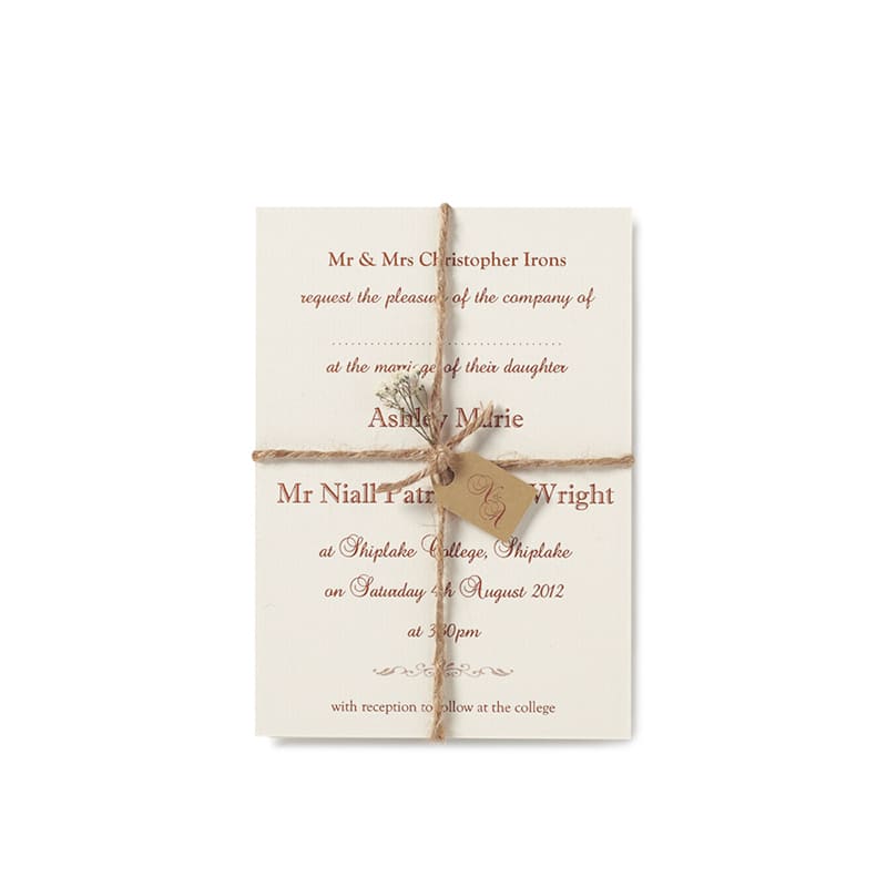 Bridebook.co.uk-Papteterie-Eugénie-wedding-inviation-wrapped-up-with-brown-string