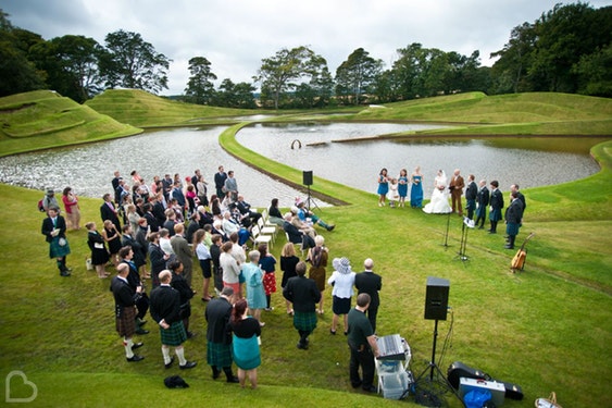 Golf course outdoor wedding venue Jupiter Artland in West Lothian