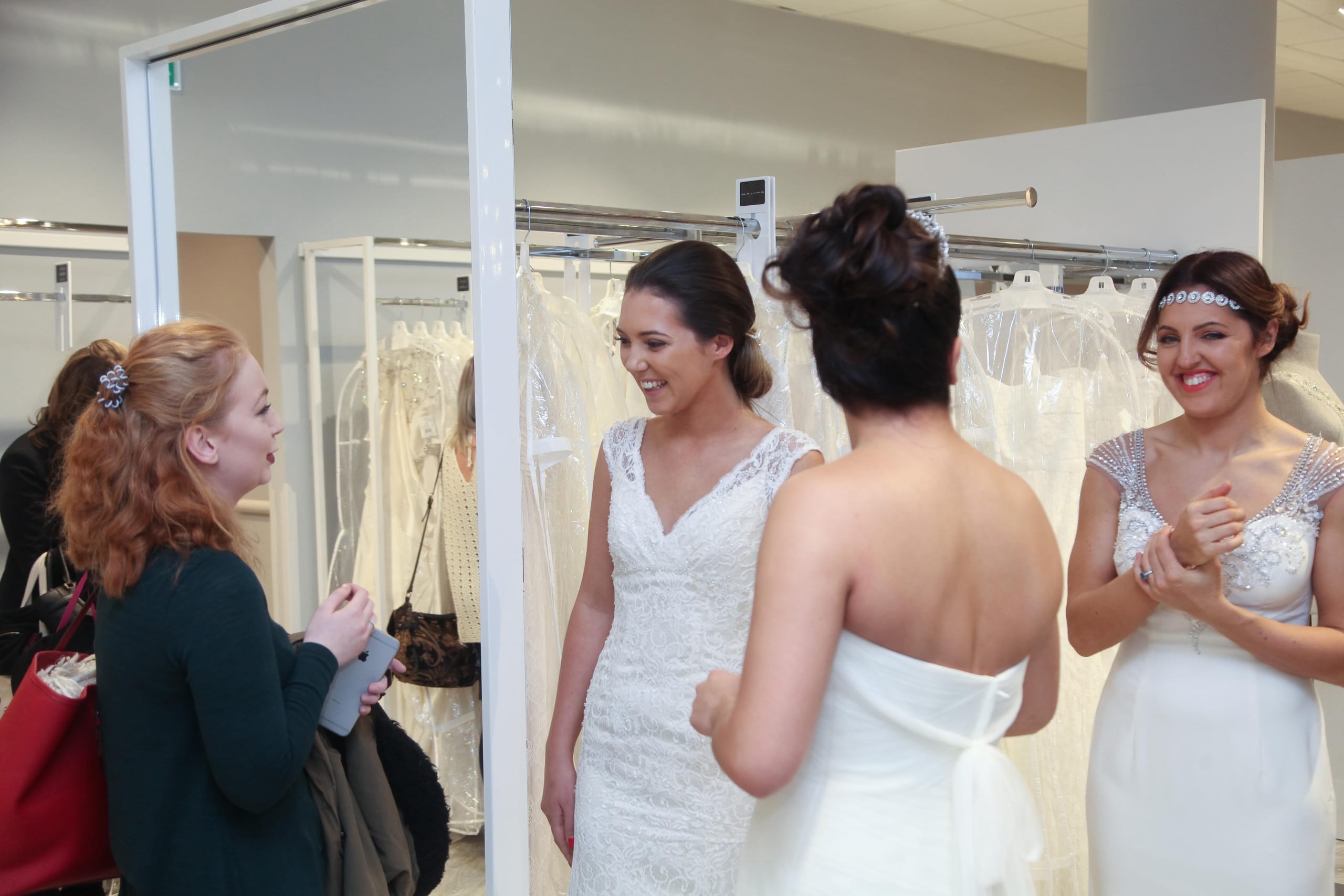 Bridebook.co.uk brides to be trying on dresses