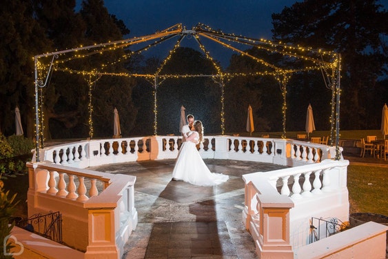 Stourport Manor wedding venue, a couple dances in a gazebo, in Worcestershire