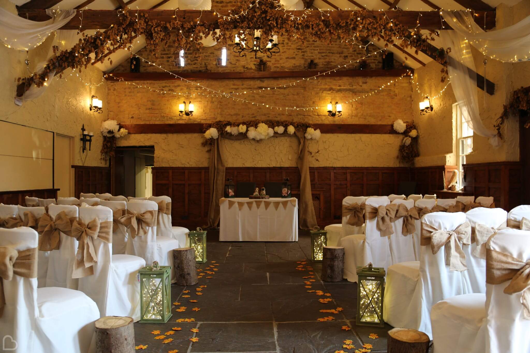 the crown in ready for wedding ceremony a barn wedding venue in yorkshire