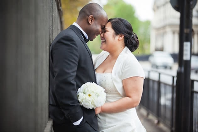 Bridebook.co.uk asian bride and black groom smiling