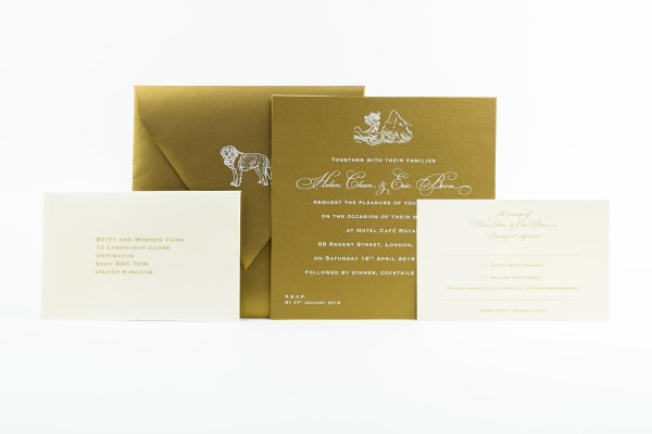 bridebook.co.uk white and gold wedding stationery
