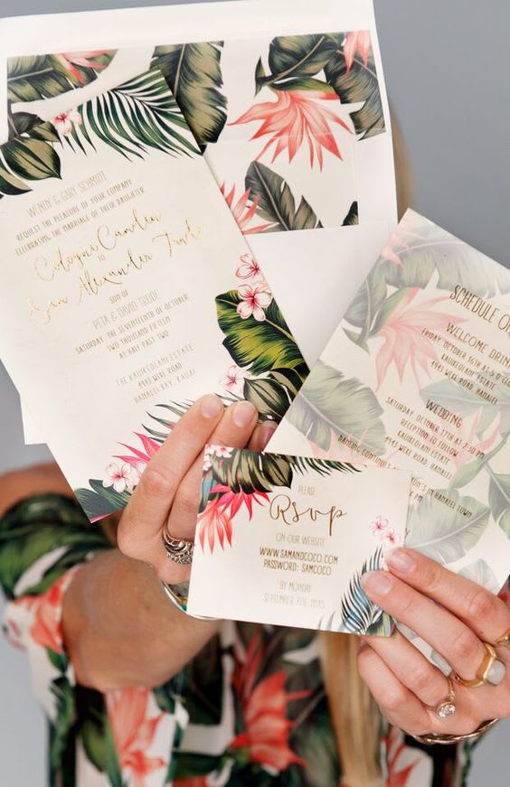 bridebook.co.uk tropical themed wedding invitations
